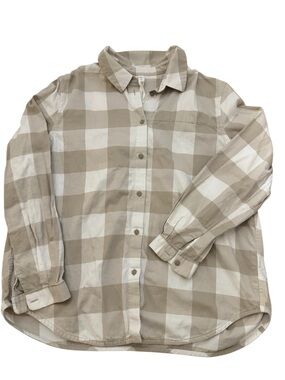 🤎Lululemon Women’s Plaid Neutral Minimalist Oversized Button Down Shirt L